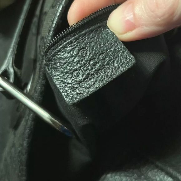 GUCCI  BLACK  ECLIPSE  Monogram  Fabric & LEATHER Tote Bag Carryall  Large - Picture 9 of 12